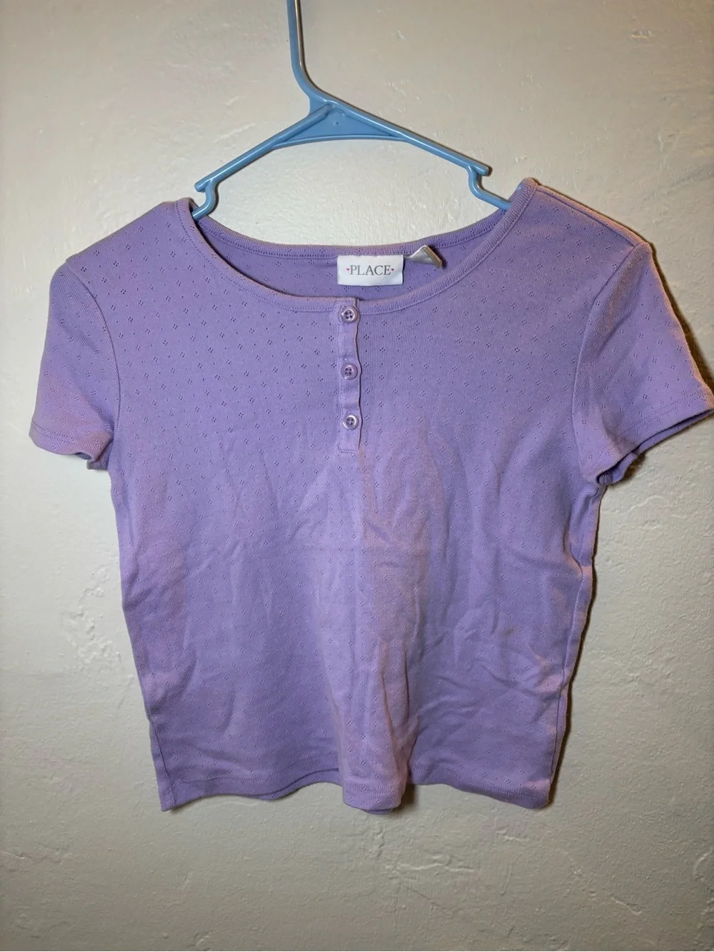 The Children's Place Lavender Short Sleeve Henley Tee